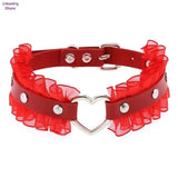 Sexy Gothic Heart Leather Chocker Necklace Punk Collar Women Men