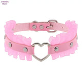 Sexy Gothic Heart Leather Chocker Necklace Punk Collar Women Men