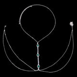 Green Crystal Chest Chain Harness Body Jewelry Necklace