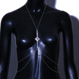 Green Crystal Chest Chain Harness Body Jewelry Necklace