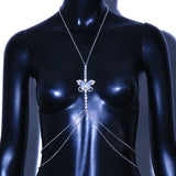 Green Crystal Chest Chain Harness Body Jewelry Necklace