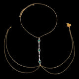 Green Crystal Chest Chain Harness Body Jewelry Necklace