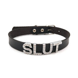 Sexy Rhinestone Letters SLUT Collar Choker Necklace