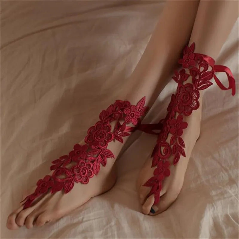 Sexy Lace Bridal Anklet Beach Wedding Foot Jewelry