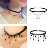 Sexy Lace Velvet Choker Necklace With Pendants Punk Retro Goth Girl Neck Jewelry