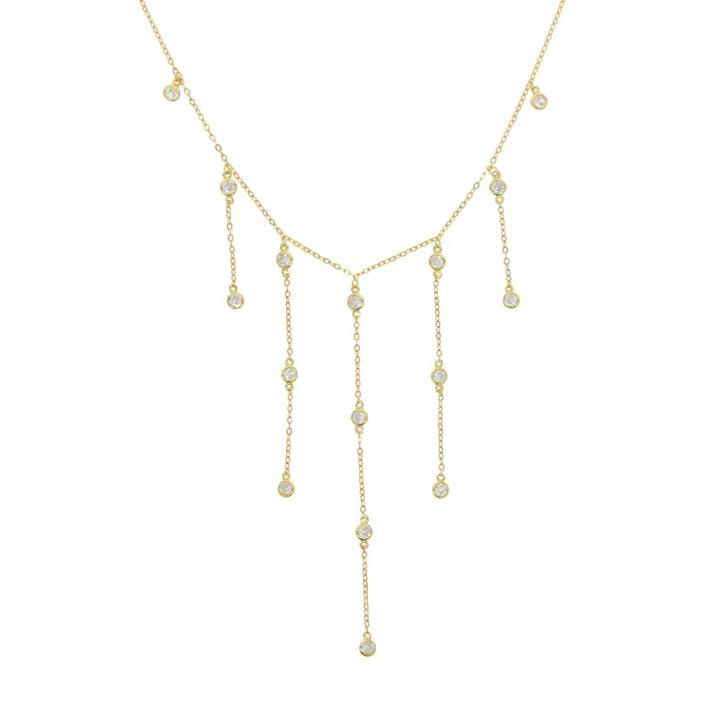 CZ Iced Out Bling Zircon Stone 925 Silver Y Necklace