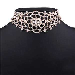 Hollow Rhinestone Crystal Choker Necklace for Women