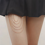 Sexy Tassel Pearl Leg Chain for Women Elastic Thigh Chain