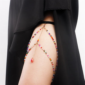 Sexy Tassel Pearl Leg Chain for Women Elastic Thigh Chain