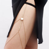 Sexy Tassel Pearl Leg Chain for Women Elastic Thigh Chain