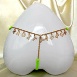 Sexy Rhinestone Golden Letter Body Chain for Women