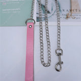 Sexy Pink Faux Leather Choker Necklaces Gothic Collar Chain