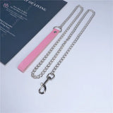 Sexy Pink Faux Leather Choker Necklaces Gothic Collar Chain