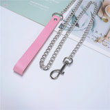 Sexy Pink Faux Leather Choker Necklaces Gothic Collar Chain