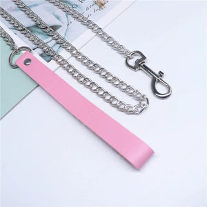 Sexy Pink Faux Leather Choker Necklaces Gothic Collar Chain
