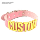 Sexy Pink PU Leather Collar Slave Hotwife Choker Necklace
