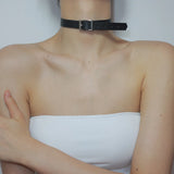 Sexy Punk Chain Choker Collar Leather Bondage Cosplay Goth Jewelry Necklace