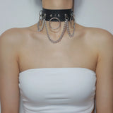 Sexy Punk Chain Choker Collar Leather Bondage Cosplay Goth Jewelry Necklace