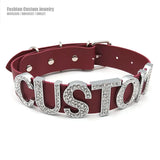Sexy Punk Letters Name Word Choker Necklace Men Women Statement Wide PU Buckle