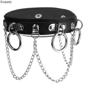Sexy Punk Gothic Choker Collar with O-Rings Chains