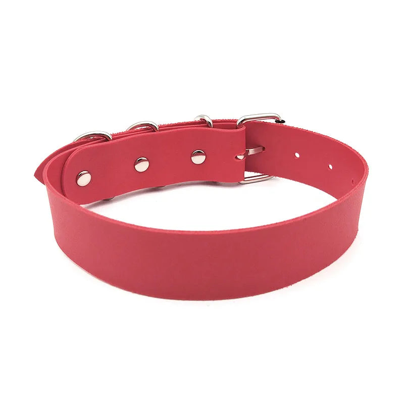 Sexy Punk Red Pu Leather Choker Collar Rhinestone Large