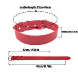 Sexy Punk Red Pu Leather Choker Collar Rhinestone Large