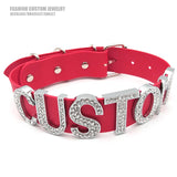 Sexy Punk Red Pu Leather Choker Collar Rhinestone Large