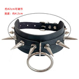 Punk Spiked Leather Choker Rivet Round Collar Necklace Goth Harajuku
