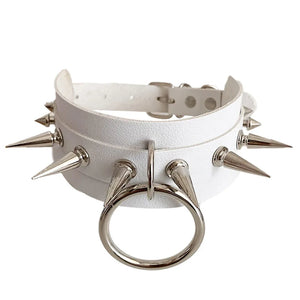 Punk Spiked Leather Choker Rivet Round Collar Necklace Goth Harajuku