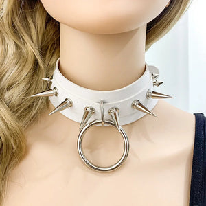 Punk Spiked Leather Choker Rivet Round Collar Necklace Goth Harajuku
