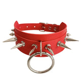 Punk Spiked Leather Choker Rivet Round Collar Necklace Goth Harajuku