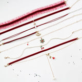 Red Lace Velvet Choker Necklace for Women