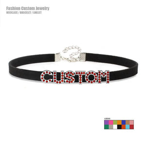 Sexy Red Rhinestone Zircon Letters Name Necklace Choker Collar