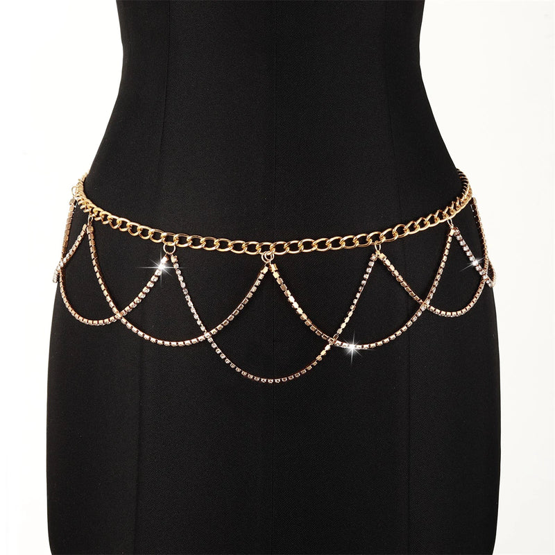 Rhinestone Belly Chain Belt Body Chain for Women
