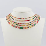 Rainbow CZ Charm Choker Tiny Link Chain Necklace