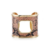 Women's Snakeskin Print Cuff Bangles - Wide Alloy Bracelets