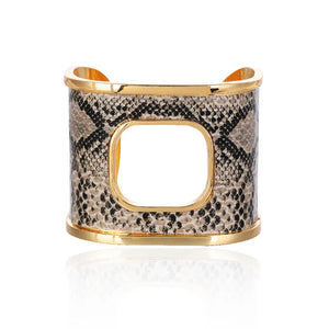 Women's Snakeskin Print Cuff Bangles - Wide Alloy Bracelets