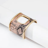 Women's Snakeskin Print Cuff Bangles - Wide Alloy Bracelets