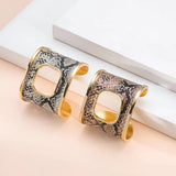 Women's Snakeskin Print Cuff Bangles - Wide Alloy Bracelets