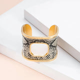 Women's Snakeskin Print Cuff Bangles - Wide Alloy Bracelets