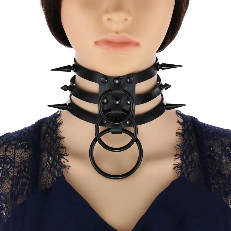 Spiked Choker Leather Punk Goth Collar Harajuku Necklace