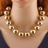 Chunky Metal Bead Ball Choker Necklace for Women