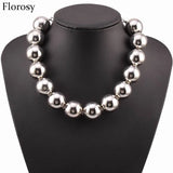 Chunky Metal Bead Ball Choker Necklace for Women