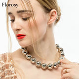 Chunky Metal Bead Ball Choker Necklace for Women