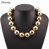 Chunky Metal Bead Ball Choker Necklace for Women