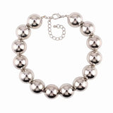 Chunky Metal Bead Ball Choker Necklace for Women