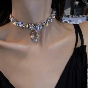 Sexy Flash Crystal Chocker Neck Jewelry Necklace