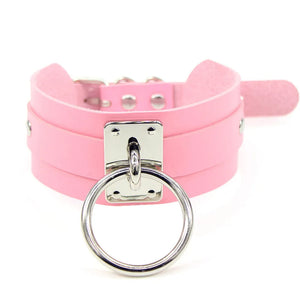 Sexy Sweet Pink Choker Necklaces PU Leather Torques Collar Jewelry