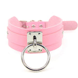 Sexy Sweet Pink Choker Necklaces PU Leather Torques Collar Jewelry