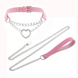 Sexy Sweet Pink Choker Necklaces PU Leather Torques Collar Jewelry